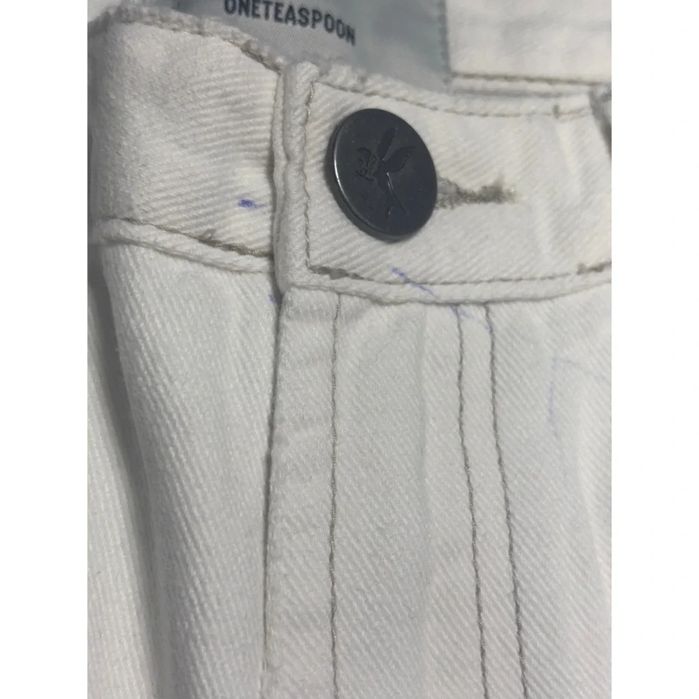 One Teaspoon Stevies Low Waist Long Length Boyfriend Denim Shorts WhiteBeauty 25